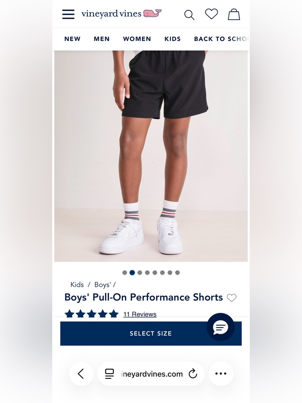 Vineyard Vines Black Kids Pull-On Athletic Shorts, size M, NWOT
